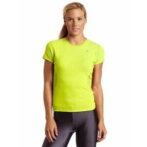 ASICS Favorite Short Sleeve Top S Safety Yellow Crewneck Workout T-Shirt EUC A4